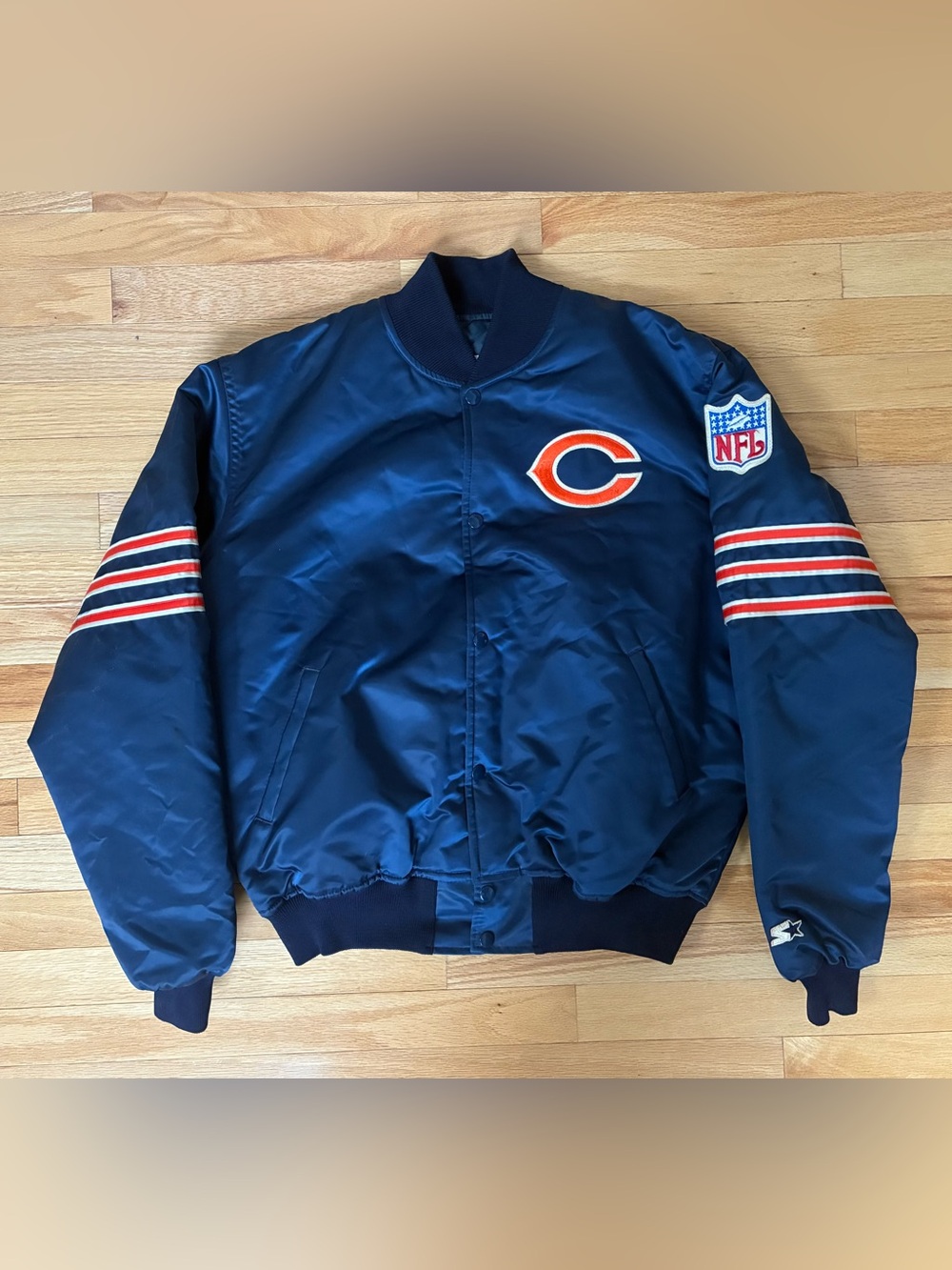 Vintage Starter Chicago Bears Satin Bomber Jacket Coat Men’s Size L